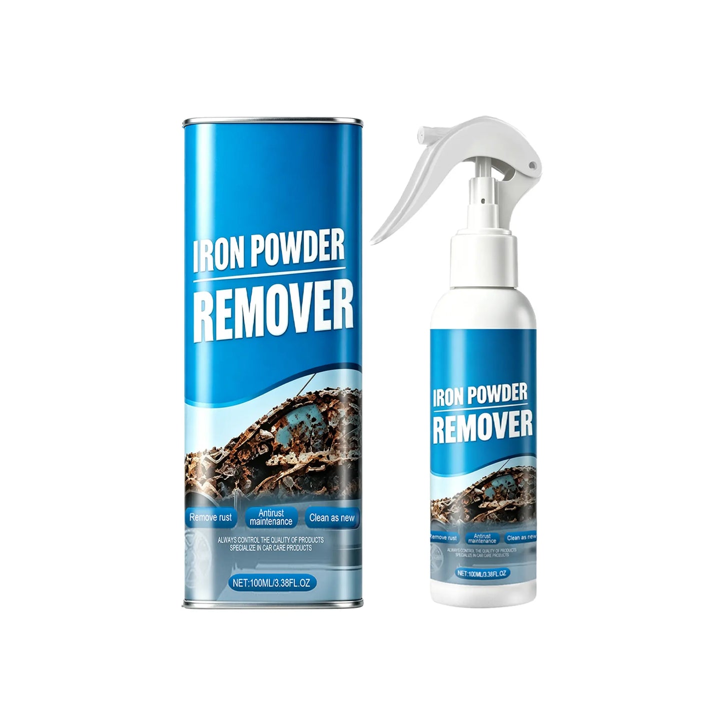 Automotive Rust Remover Spray (100ML) - Fast-Acting Iron & Rust Cleaner for Wheels, Rims, Metal Surfaces - Car Detailing Products, Detailing Products Chemicals - Safe on Most Automotive Finishes, Cars, Motorcycles