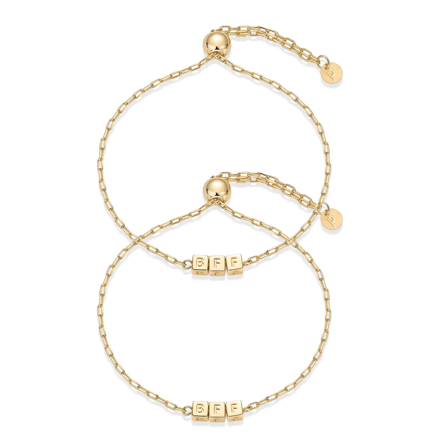 PAVOI 14K Gold Plated Adjustable Matching Bracelets for Women – Heart Charm and BFF Friendship Styles
