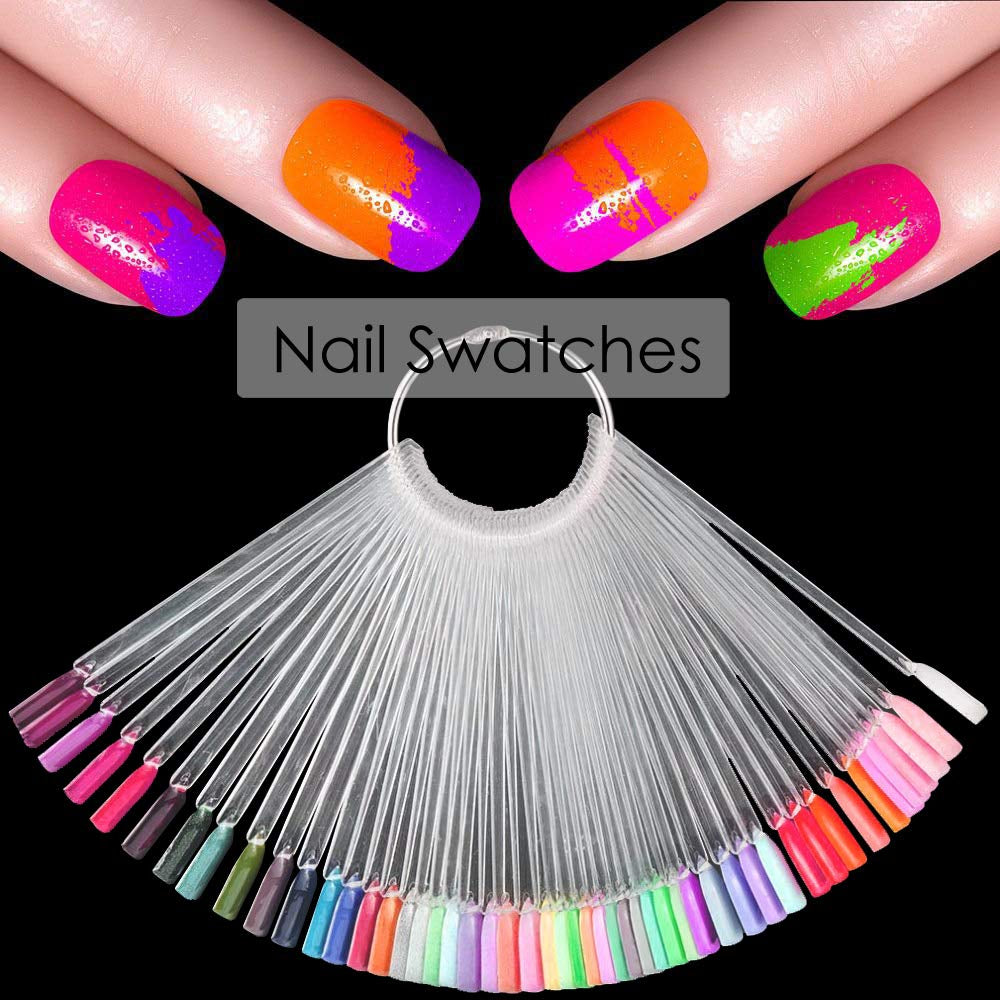 150 Stück Nail Art Tips Ring Stick, Transparent Farbe Karte Platten Nagellack Display Ring Sticks, Nagel Salon Übungen Display Nail Tips