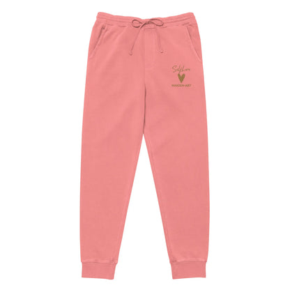 Self Love Unisex Pigment-Dyed Sweatpants with Old Gold Embroidery - Unisex Sweatpants