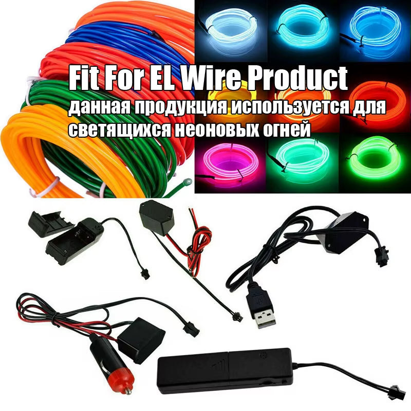 EL Wire Power Supply Neon Light Car Ambient Light Driver Transformer for Neon Lighting Strip Accessories 3V 5V 12V