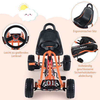 Gokart Mit Verstellbarem Sitz & Handbremse Tretauto Bis 30Kg Belastbar Pedal Go Cart
