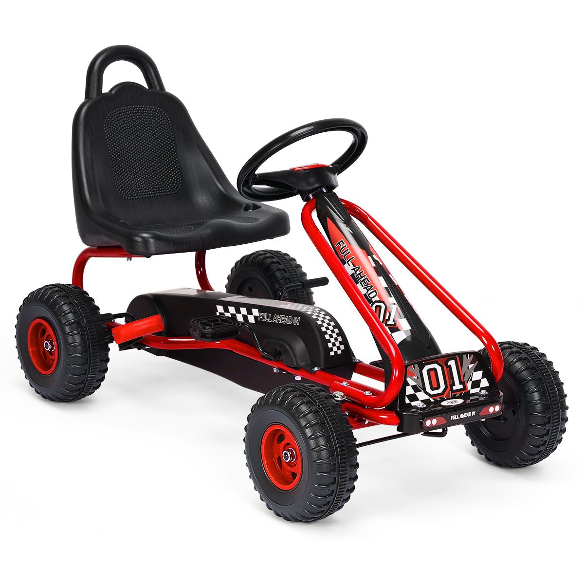 Gokart Mit Verstellbarem Sitz & Handbremse Tretauto Bis 30Kg Belastbar Pedal Go Cart