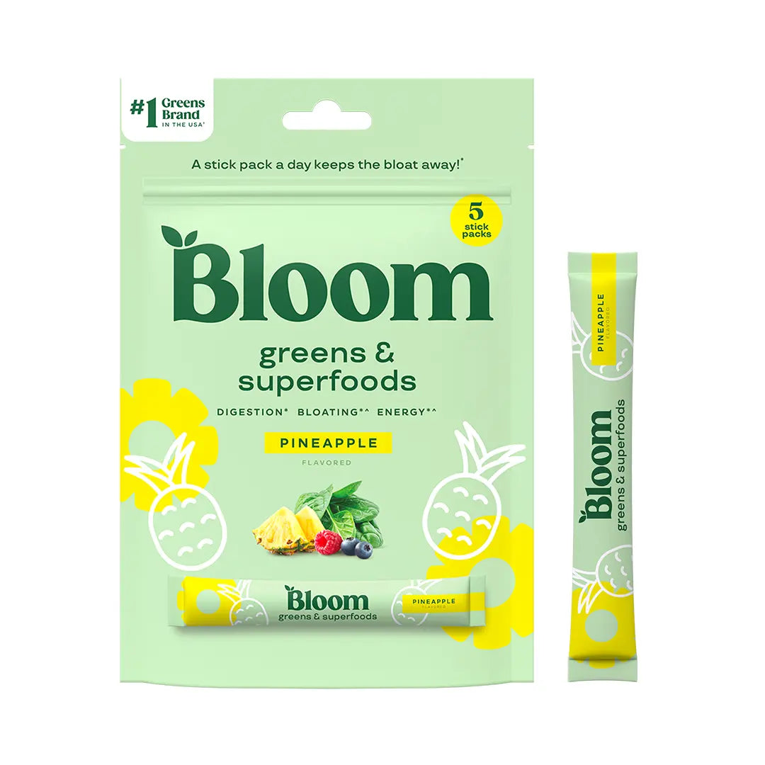 Bloom Nutrition Greens & Superfoods Powder (5 Sticks)- Digestion, Gut Health, Bloating Relief, Spirulina & Chlorella with Probiotics & Antioxidants, Travel Size