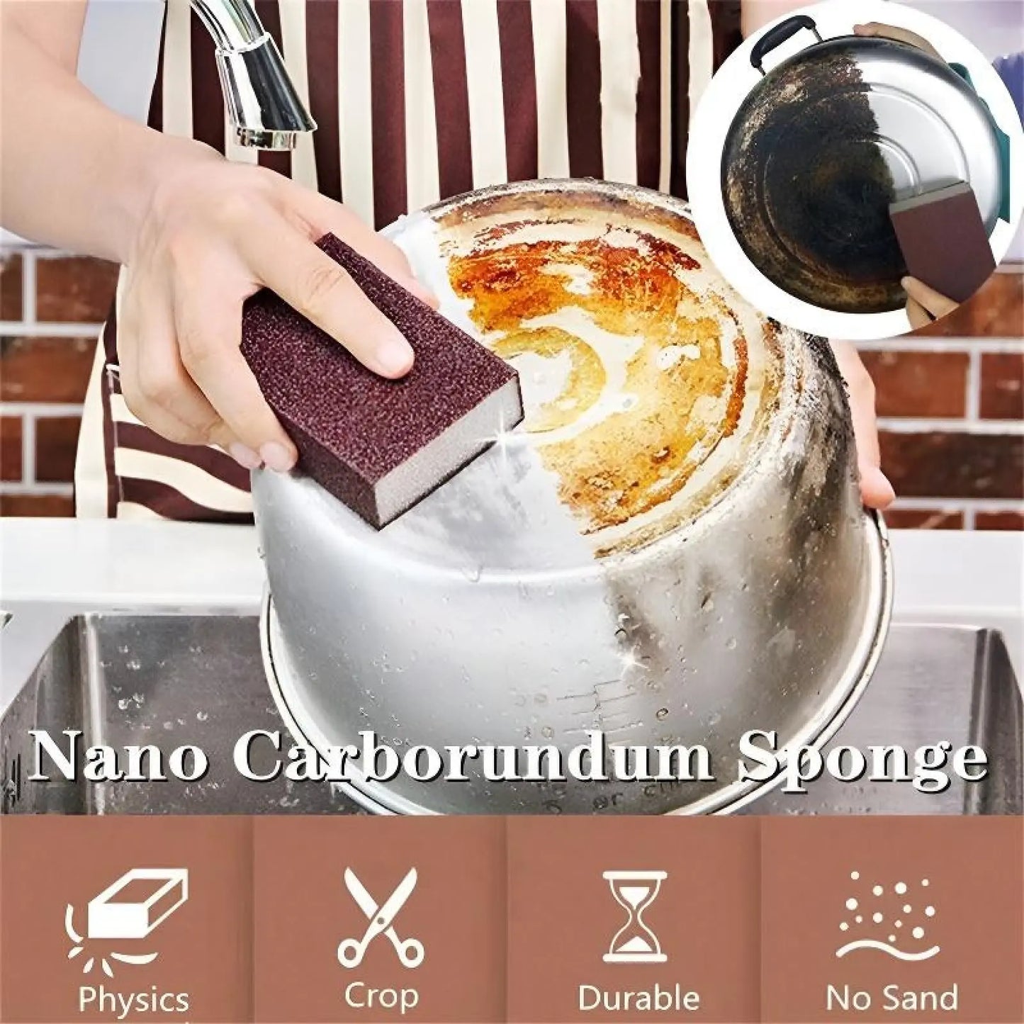 3PCS Magic Cleaning Sponge Rust Remover – Multi-Purpose Emery Pad, Powerful Stain & Grease Cleaner for Kitchen.