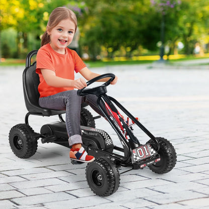 Gokart Mit Verstellbarem Sitz & Handbremse Tretauto Bis 30Kg Belastbar Pedal Go Cart