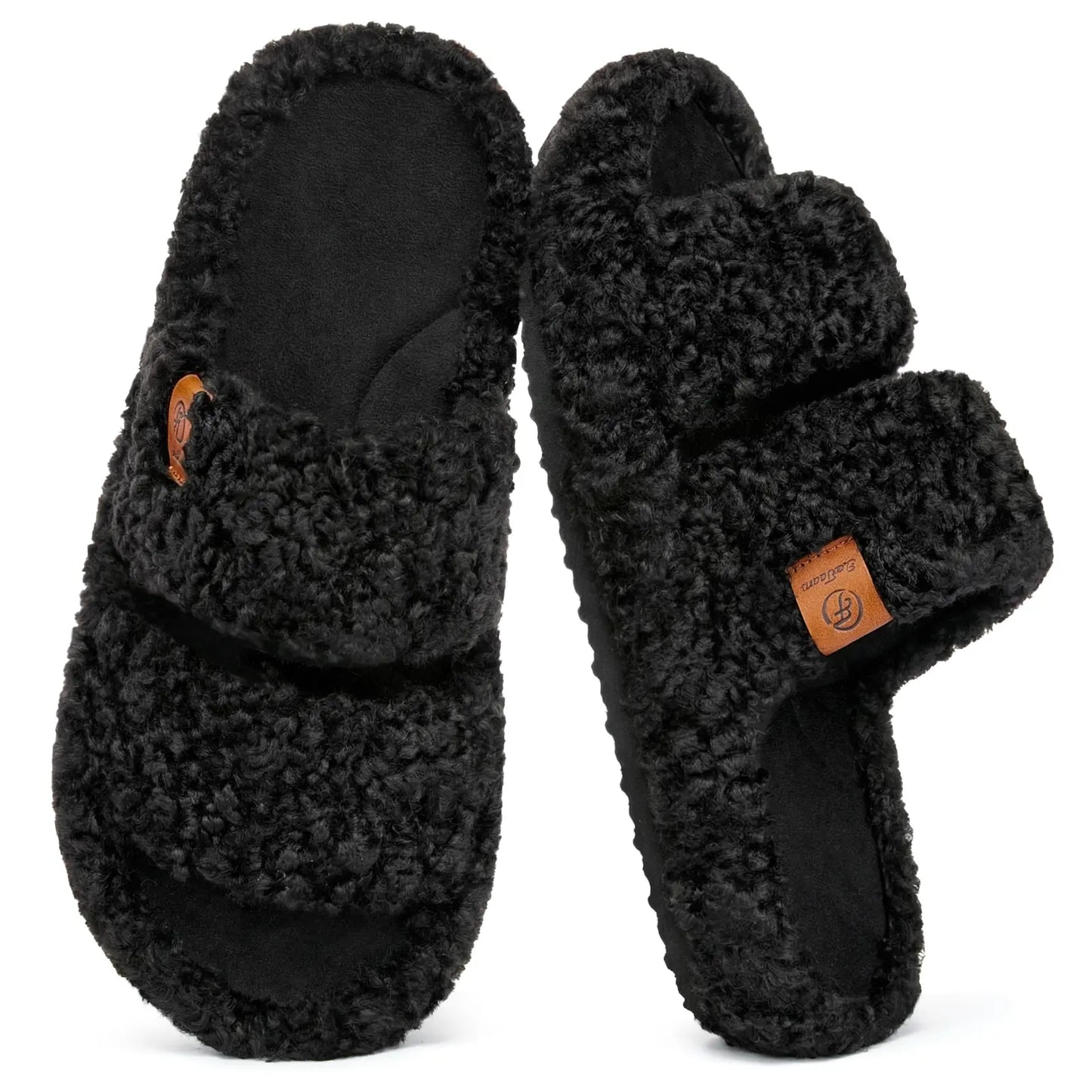 Everfoams Women'S Fuzzy Open-Toe Slippers – Stylish Classic Slides with Soft Memory Foam, Non-Slip Rubber Sole, Perfect Cozy Footwear ,Girl Fur Flipflop Walking Shoes Fluffy Modern Sleeper Slip on Clog, Gifts for Mom, Summervibes, Mother'S Day Gift
