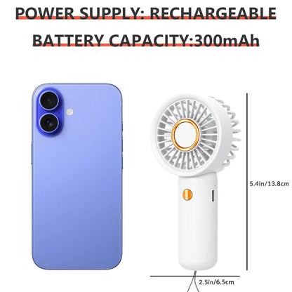 Portable Handheld Fan, Handheld Cooling Fan, 1 Count USB Rechargeable 3-Speed Mini Fan, Small Personal Fan for Women'S Makeup, Student Carry Fan, Outdoor, Travel, Office and Bedroom