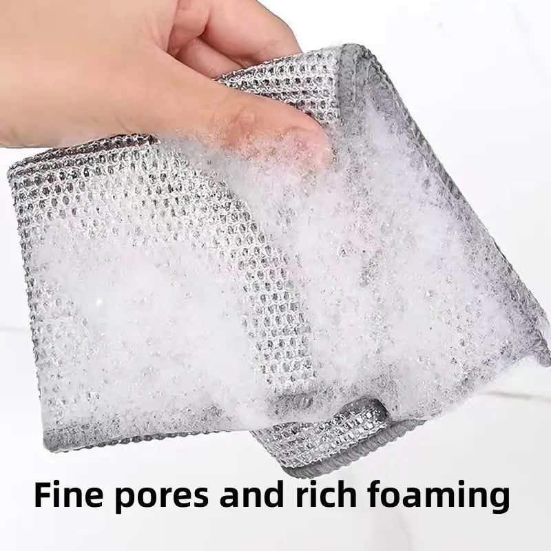 10 Counts Dishwashing Rags, Wet and Dry Use, Multipurpose Non-Scratch Wire Dishcloths for Kitchen Cleaning, Reusable Wire Cleaning Cloths for Kitchen, Sinks, Pots, and Pans