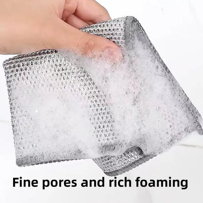10 Counts Dishwashing Rags, Wet and Dry Use, Multipurpose Non-Scratch Wire Dishcloths for Kitchen Cleaning, Reusable Wire Cleaning Cloths for Kitchen, Sinks, Pots, and Pans
