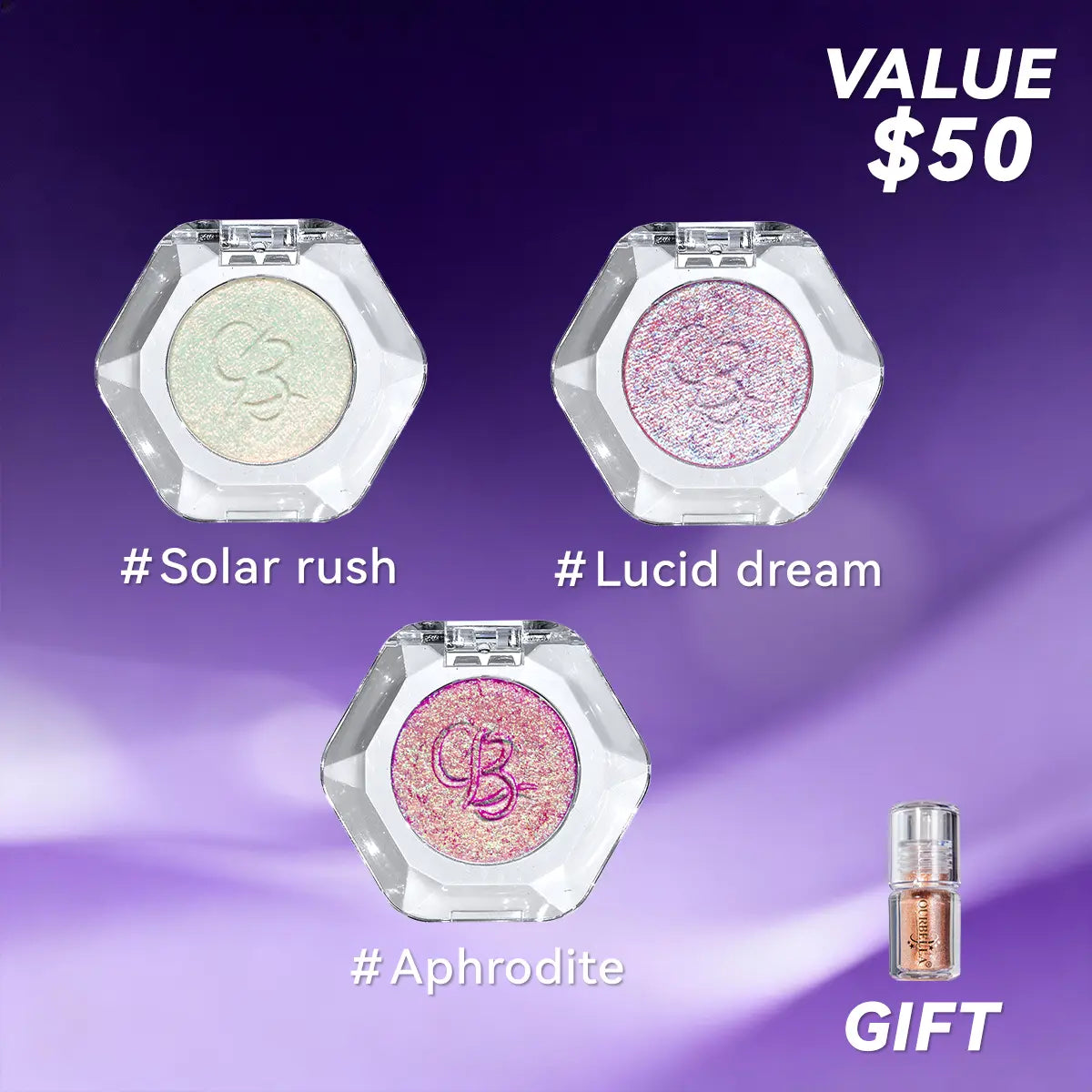 Ourbella Single Multi-Chrome Eyeshadows, Sparkly Shimmer Glitter Eyeshadow, Iridescent Shimmer, Talc Free, Holographic ,Color-Shifting, Metallic Iridescent Shimmer Shadow Duochrome