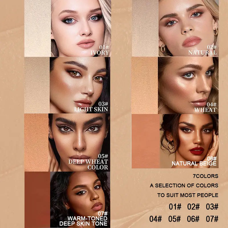 Zaidoc 7-Color Dual -Ended Concealer Foundation Stick, 2-In-1 Long-Lasting Foundation and Concealer with Brush, Creamy Full Coverage for Dark Circles & Blemishes, Hydrating Olive & Camellia, 2.09 Oz
