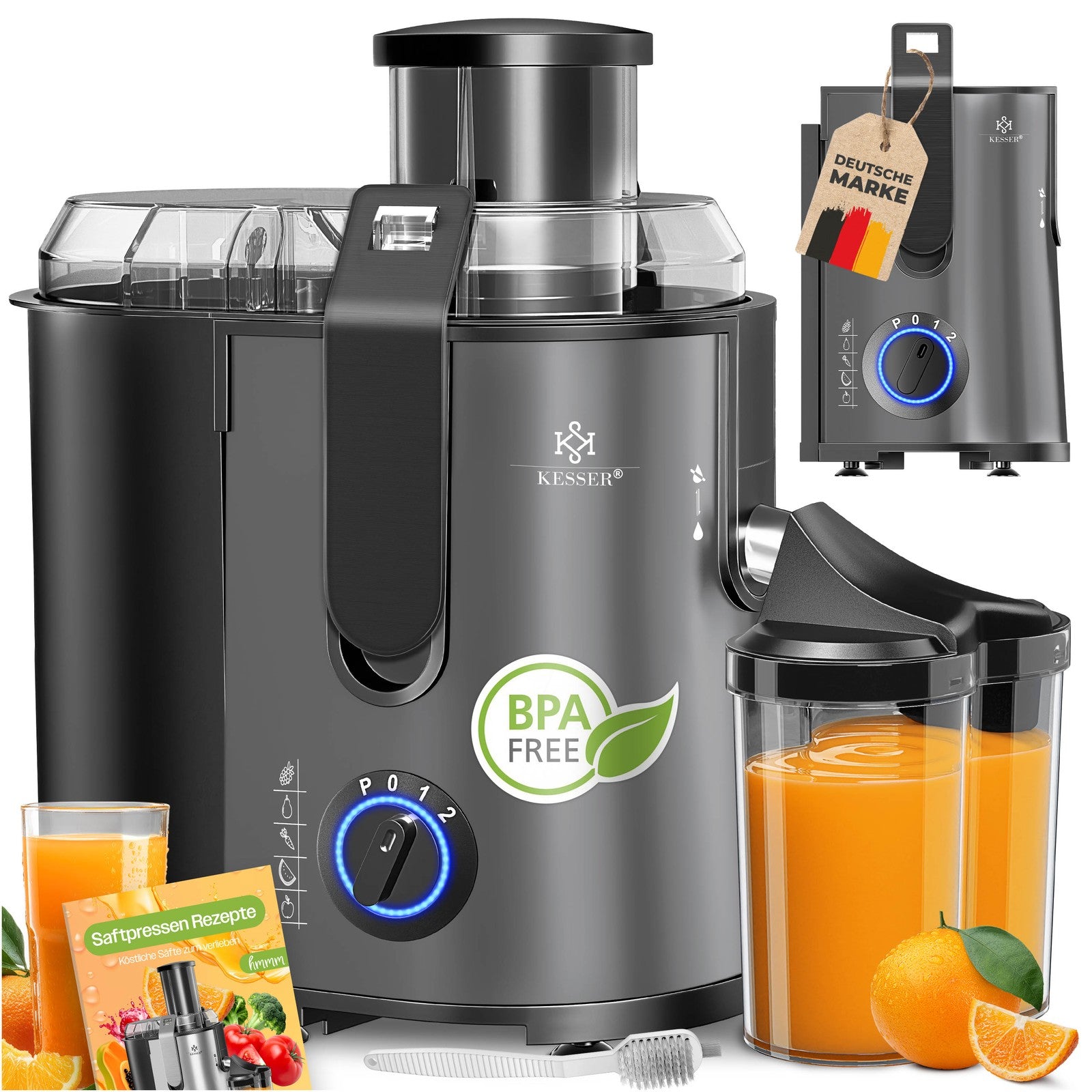 KESSER® Entsafter Saftpresse Edelstahl 1100W 85Mm Presse Obstpresse Saft Juicer