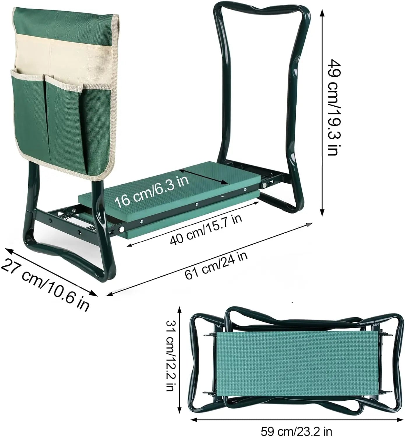 Upgraded Garden Kneeler and Seat with Soft Pad Foldable Stool for Gardening Heavy Duty 330 Lbs Capacity Large Tool Pouches Summervibes Gifts for Mother'S Day