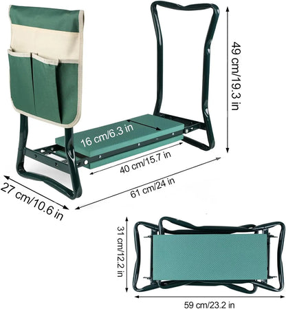 Upgraded Garden Kneeler and Seat with Soft Pad Foldable Stool for Gardening Heavy Duty 330 Lbs Capacity Large Tool Pouches Summervibes Gifts for Mother'S Day