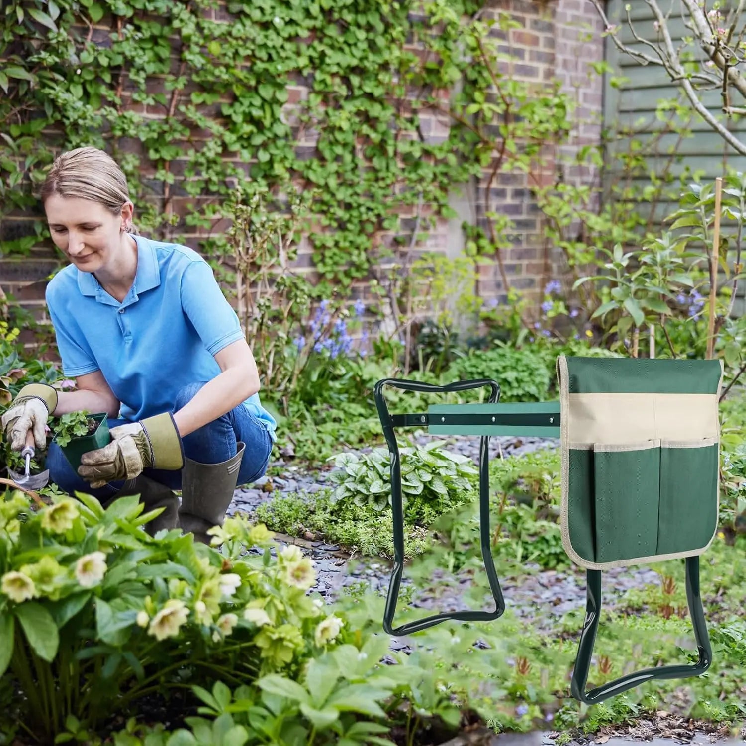 Upgraded Garden Kneeler and Seat with Soft Pad Foldable Stool for Gardening Heavy Duty 330 Lbs Capacity Large Tool Pouches Summervibes Gifts for Mother'S Day
