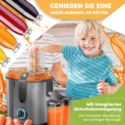 KESSER® Entsafter Saftpresse Edelstahl 1100W 85Mm Presse Obstpresse Saft Juicer