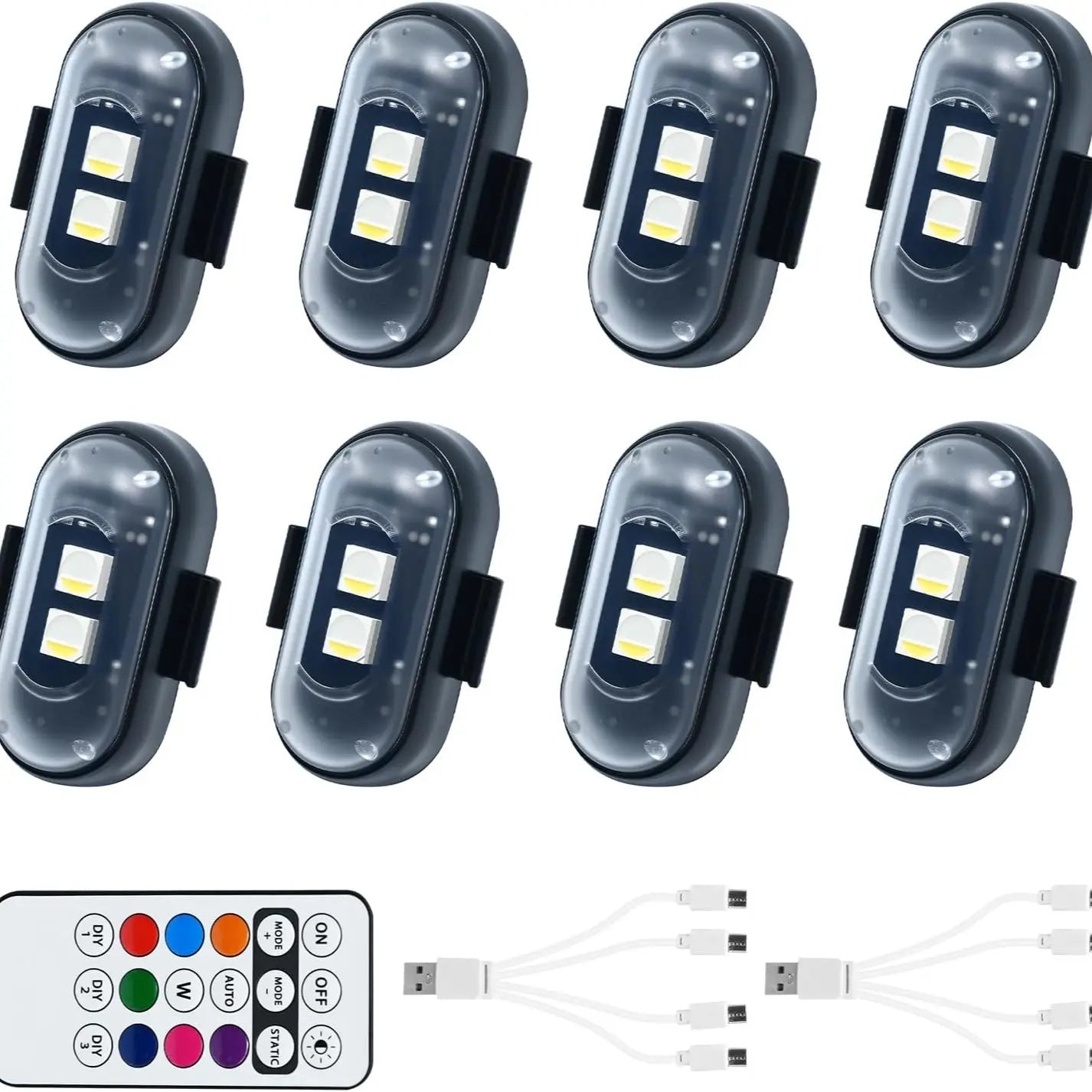 RGB Led Aircraft Strobe Light Remote Wireless Motorcycle Flash Light Warning Lights for Bike Car Multifunctional