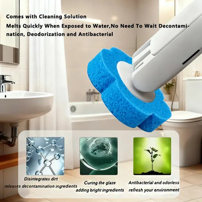 Snofrid Disposable Toilet Brush, Toilet Bowl Wand Holder Set with 24PCS Cleaner Refills, Bathroom Cleaning System for Sink Bathtub Drain Wash Basin Urinal，Wall-Mount Scrubbing Toilet Brush Bathroom Cleaning Kit