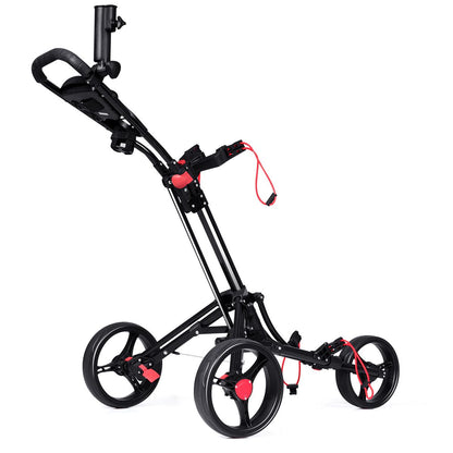 3-Rad Golftrolley Golfwagen Golf Klappbar Einfacher Schiebe- Und Zugwagen Schwarz