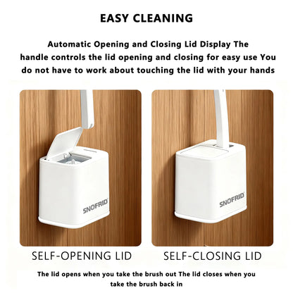 Snofrid Disposable Toilet Brush, Toilet Bowl Wand Holder Set with 24PCS Cleaner Refills, Bathroom Cleaning System for Sink Bathtub Drain Wash Basin Urinal，Wall-Mount Scrubbing Toilet Brush Bathroom Cleaning Kit