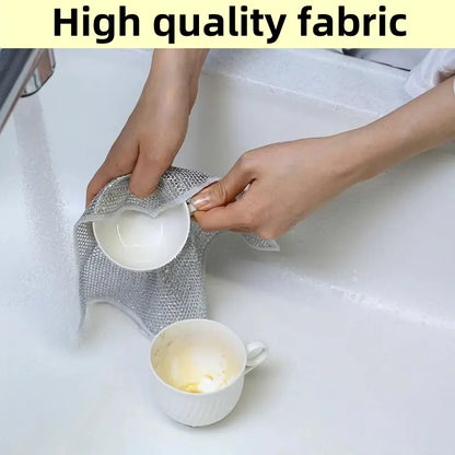 10 Counts Dishwashing Rags, Wet and Dry Use, Multipurpose Non-Scratch Wire Dishcloths for Kitchen Cleaning, Reusable Wire Cleaning Cloths for Kitchen, Sinks, Pots, and Pans
