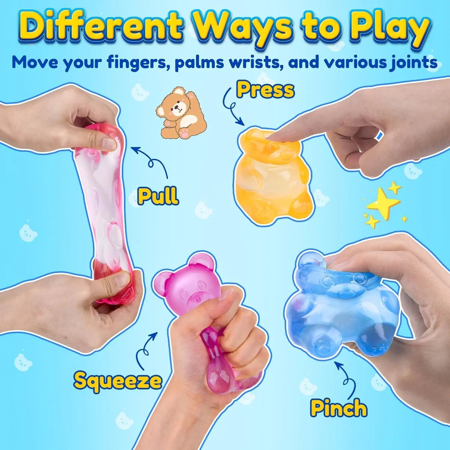 1/4 Counts Soft Jelly Filled Sensory Toy, Stretchable Squeeze Stress Relief Fidget Toy, Ideal for Birthday Gifts, Goodie Bag Fillers, Classroom Rewards