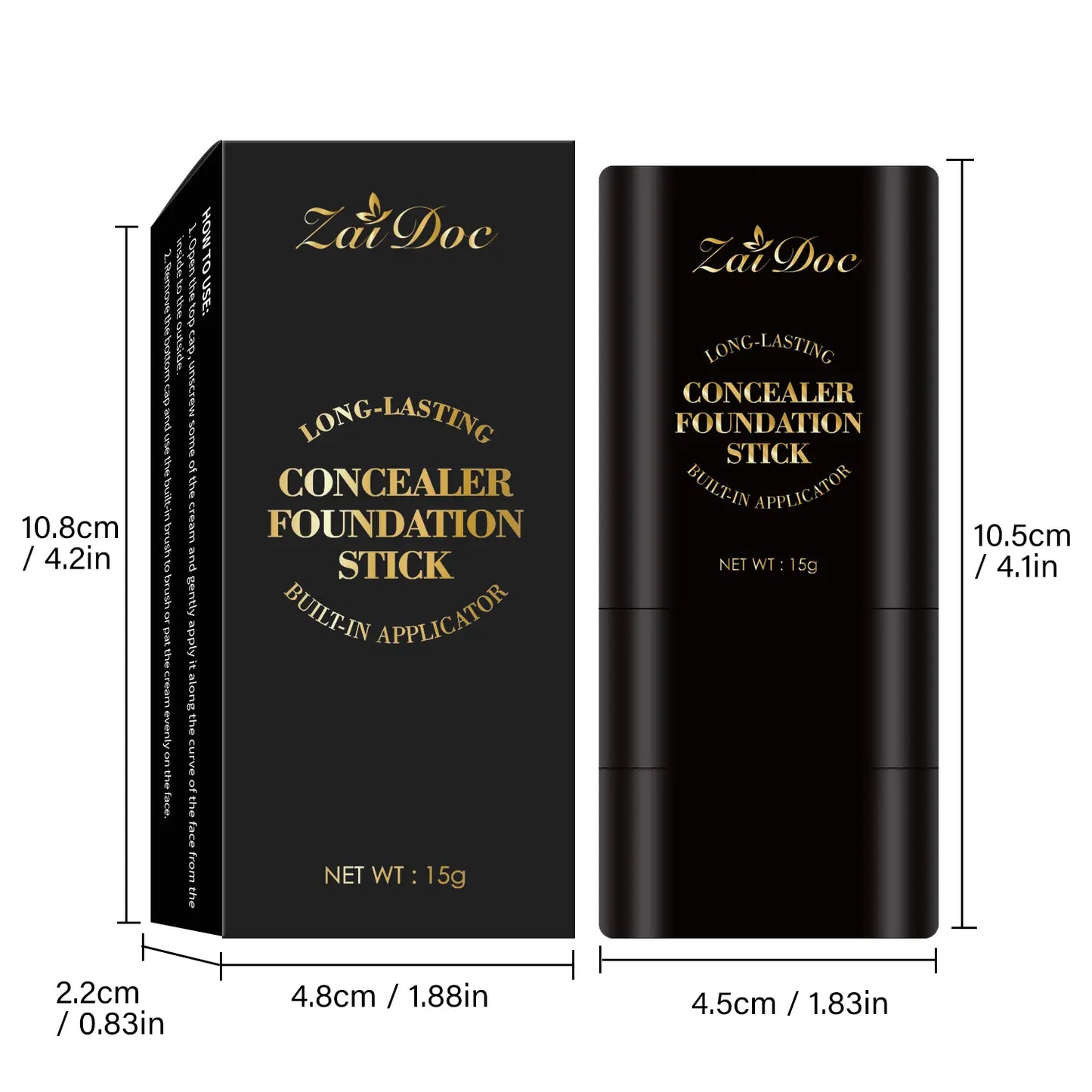 Zaidoc 7-Color Dual -Ended Concealer Foundation Stick, 2-In-1 Long-Lasting Foundation and Concealer with Brush, Creamy Full Coverage for Dark Circles & Blemishes, Hydrating Olive & Camellia, 2.09 Oz