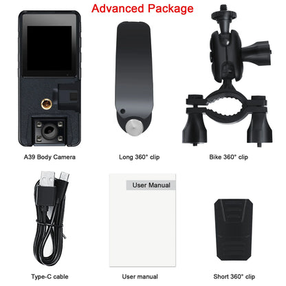 A39 Full 1080P HD Mini Camera 3000Mah Camcorder Body Mount Cam Small 180° Rotating Bike Camera Sports DV Car DVR Webcam