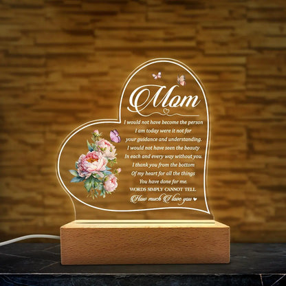 SANDJEST Mother'S Day Acrylic Night Light Table Bedside Bedroom USB Powered Decorative Light, Home Decoration, Gift for Sister Grandma