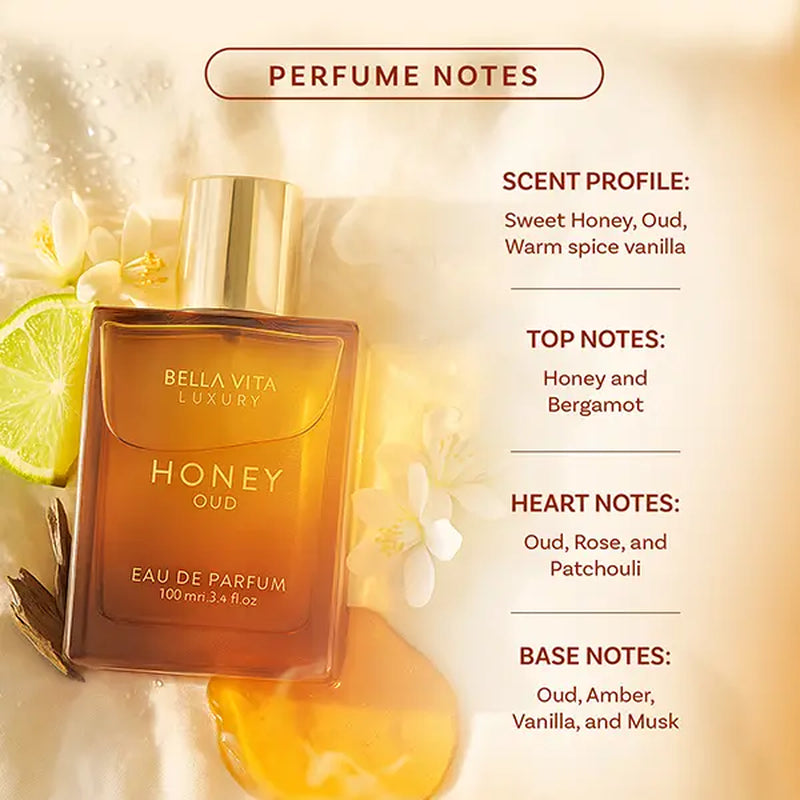 Bellavita Honey Oud Eau De Parfum 100Ml (3.4Oz) | Unisex Perfume for Women & Men | Sweet Honey & Smoky Oud | Long-Lasting Luxury Arabic Fragrance | Perfect Gift | Vegan & Cruelty-Free