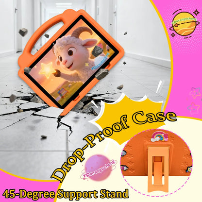 10.1 Inch Android Tablet for Education and Entertainment, Student Tablets, 64GB Expandable to 1Tb, 5G Wifi, HD Display with Parental Controls and Eva Case, Perfect Holiday Gift,No Adapter Included, Pink/Blue/Green/Orange