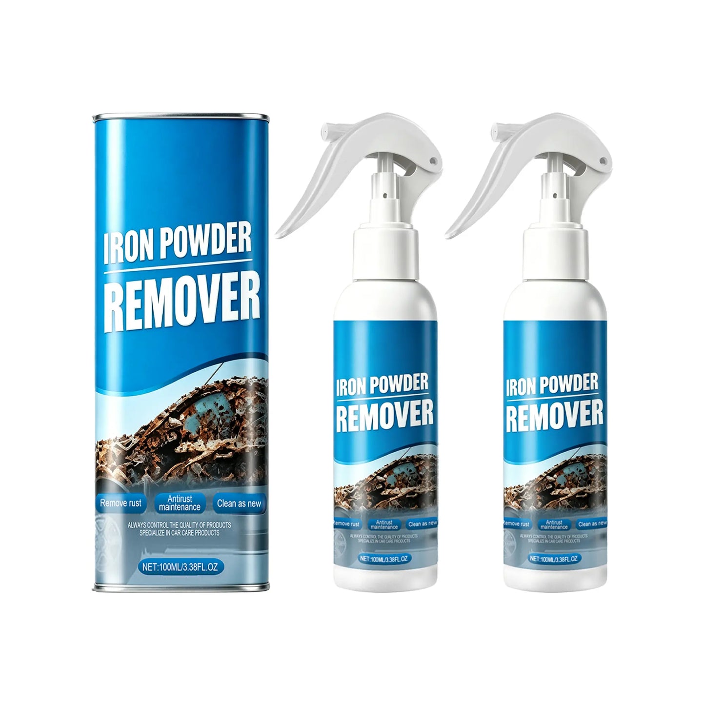 Automotive Rust Remover Spray (100ML) - Fast-Acting Iron & Rust Cleaner for Wheels, Rims, Metal Surfaces - Car Detailing Products, Detailing Products Chemicals - Safe on Most Automotive Finishes, Cars, Motorcycles