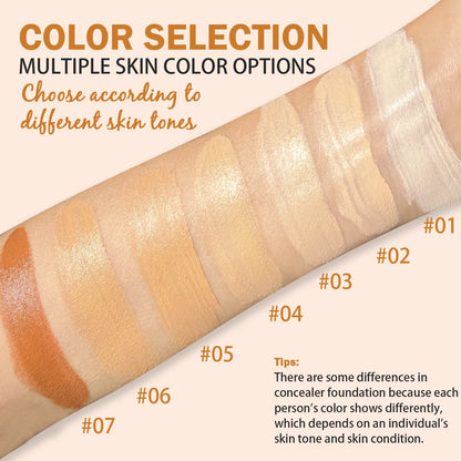 Zaidoc 7-Color Dual -Ended Concealer Foundation Stick, 2-In-1 Long-Lasting Foundation and Concealer with Brush, Creamy Full Coverage for Dark Circles & Blemishes, Hydrating Olive & Camellia, 2.09 Oz