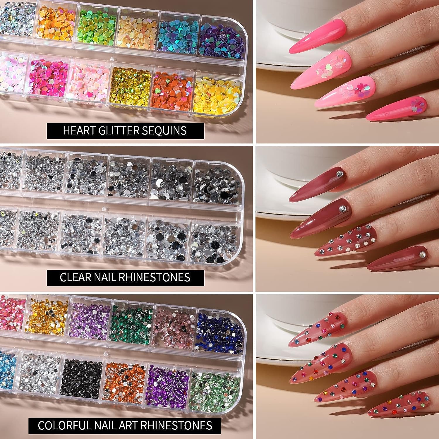 Fandamei Nagelkunst-Set, Nageldesign-Werkzeugset Mit Nagelkunstpinseln, Nagelpunktierungswerkzeugen, Feinem Glitzer, Nagelschmetterling, Nagelherz-Glitzer-Pailletten, Nagelfolienflocken, Nagelkunst-St