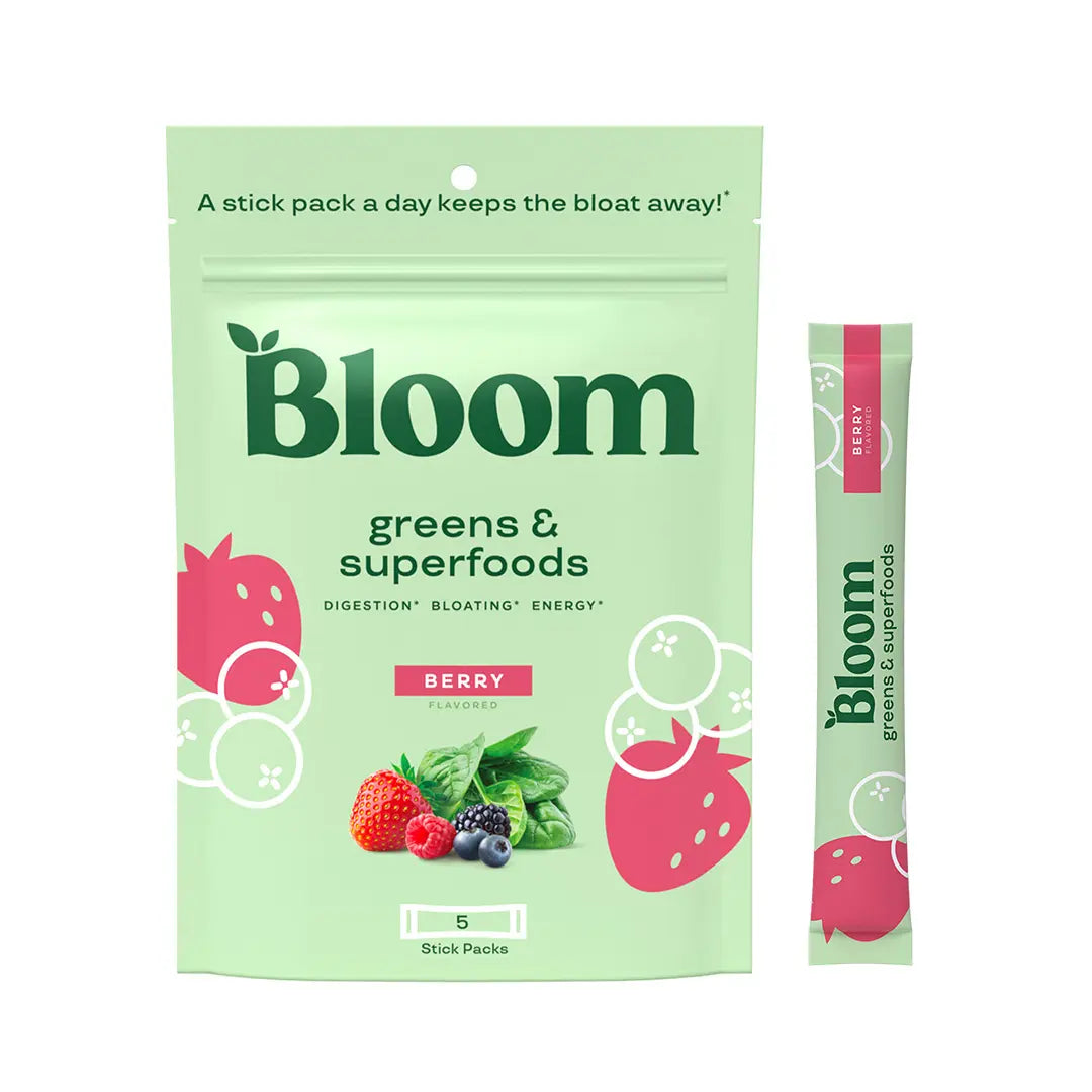 Bloom Nutrition Greens & Superfoods Powder (5 Sticks)- Digestion, Gut Health, Bloating Relief, Spirulina & Chlorella with Probiotics & Antioxidants, Travel Size
