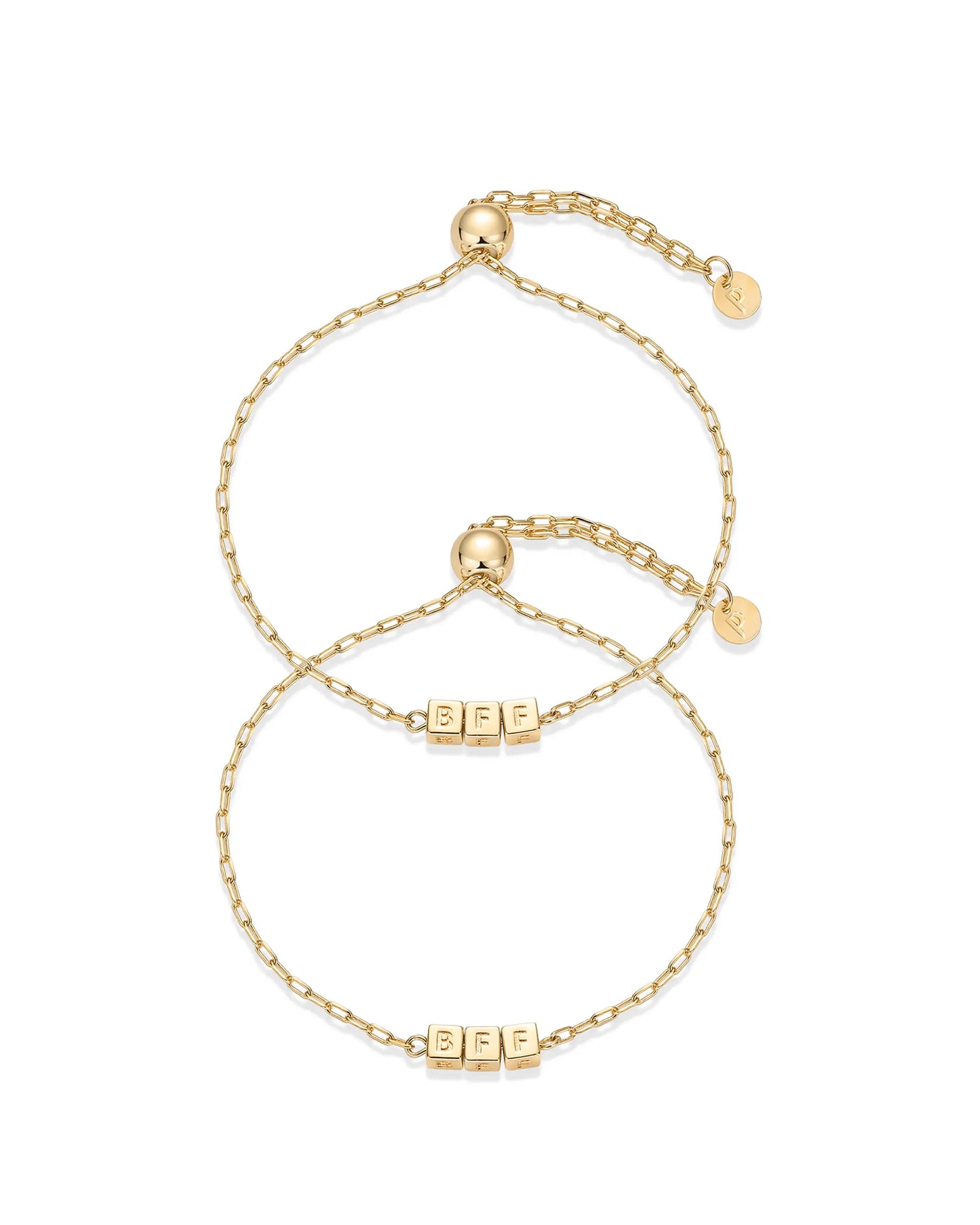 PAVOI 14K Gold Plated Adjustable Matching Bracelets for Women – Heart Charm and BFF Friendship Styles