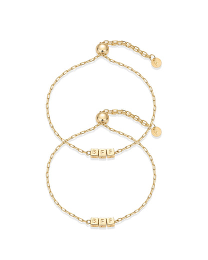 PAVOI 14K Gold Plated Adjustable Matching Bracelets for Women – Heart Charm and BFF Friendship Styles
