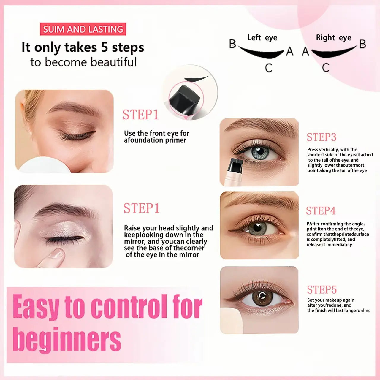 Rotating Eyeliner Stamp Pen – Dual-Head Design with Wing Stamp, Quick-Dry, Long-Lasting, Smudge-Proof for Easy Cat Eye, Sharp Winged Lines & All-Day Makeup Wear - Beginner Friendly Everyday Makeup Tool for Women, Women'S Cosmetics, Makeup Tools.