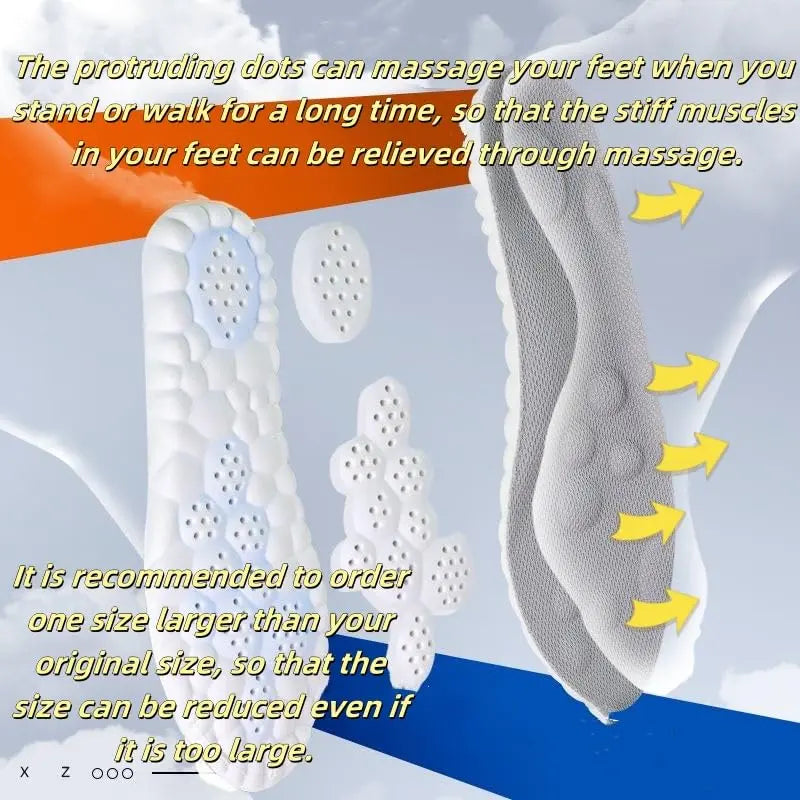 4D Insoles - 4D Cloud Technology Insole - Super Soft, Ultra Comfort Insoles, 4D Sports Shoes Insoles, Acupoint Massage Insole for Foot