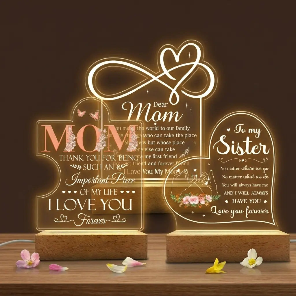 SANDJEST Mother'S Day Acrylic Night Light Table Bedside Bedroom USB Powered Decorative Light, Home Decoration, Gift for Sister Grandma