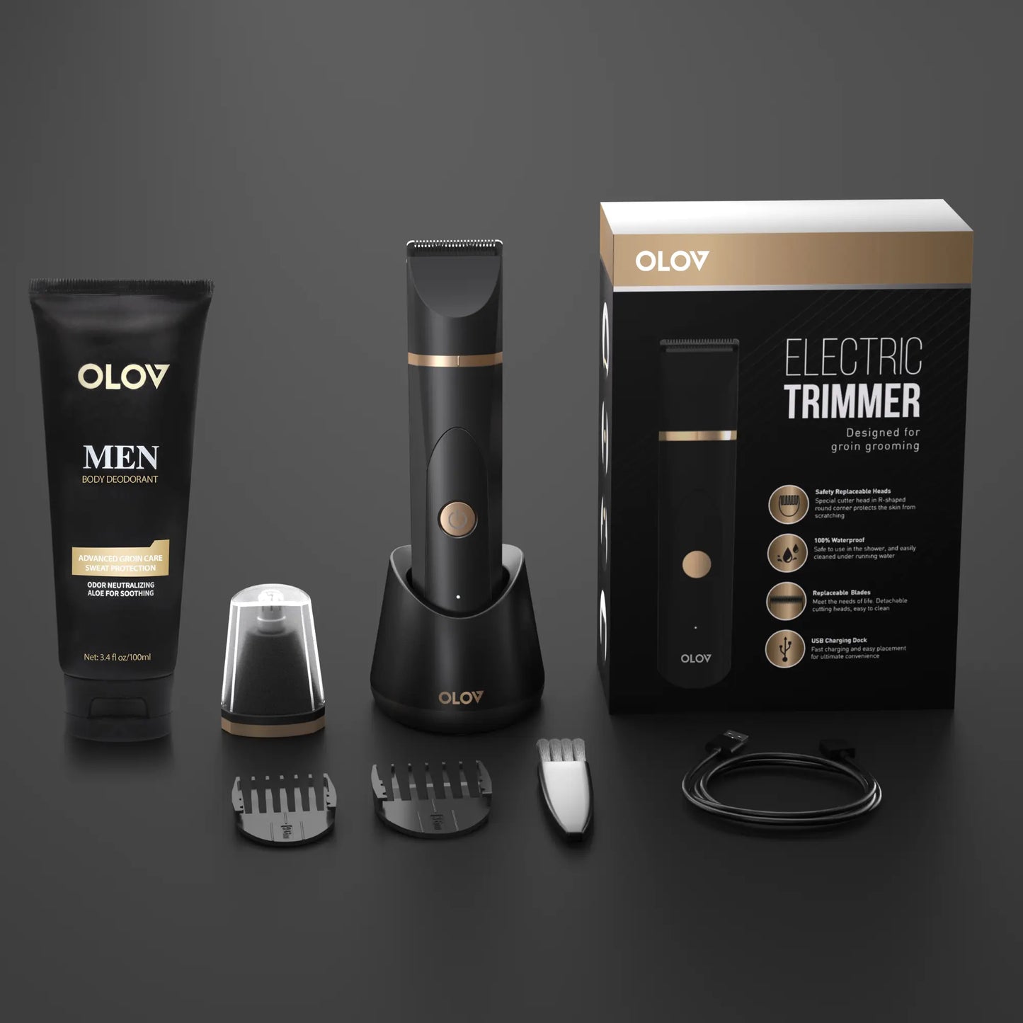OLOV Anti-Nick Body & Ball Trimmer - Safe Ceramic Blade Groomer for Men