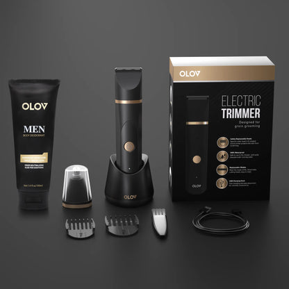OLOV Anti-Nick Body & Ball Trimmer - Safe Ceramic Blade Groomer for Men