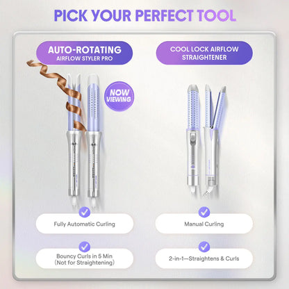 SHEGLAM HAIR One Touch Airflow Styler Pro-Silver Purple, Cool Air Auto Rotating Curling Iron, 5 Min Quick Styling, 360° Cooling Airflow, One Touch, Long Lasting, 5 Temps, anti Scald, Auto Off, All Hair Types, US Plug-Coachella-#Summervibes-Mothersdaygift