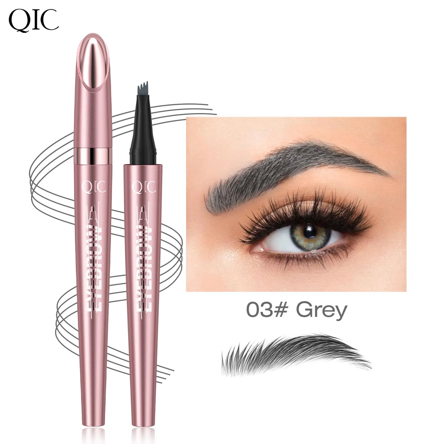 Waterproof Micro-Fork Eyebrow Pencil, Long-Lasting Brow Pen for Natural Hair-Like Strokes, Smudge-Proof Makeup Tool for Daily Use & Soft Glam