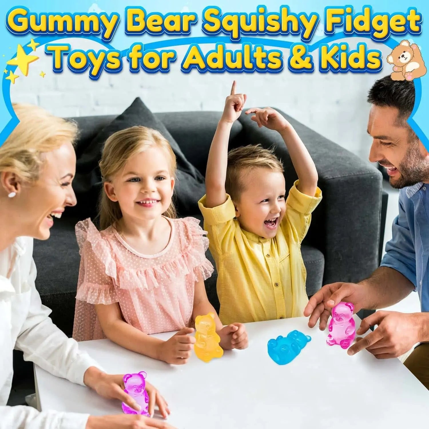 1/4 Counts Soft Jelly Filled Sensory Toy, Stretchable Squeeze Stress Relief Fidget Toy, Ideal for Birthday Gifts, Goodie Bag Fillers, Classroom Rewards