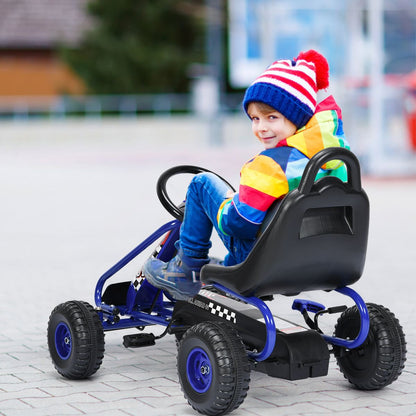 Gokart Mit Verstellbarem Sitz & Handbremse Tretauto Bis 30Kg Belastbar Pedal Go Cart