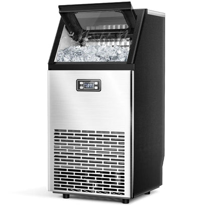 COWSAR Commercial Ice Maker V2.0, 100 Lbs, 2-Way Add Water, Large Ice Maker Self Cleaning, Ice Machine with 24 Hour Timer,33 Lbs Basket, Stainless Steel Ice Makers for School, Home, Bar, RV