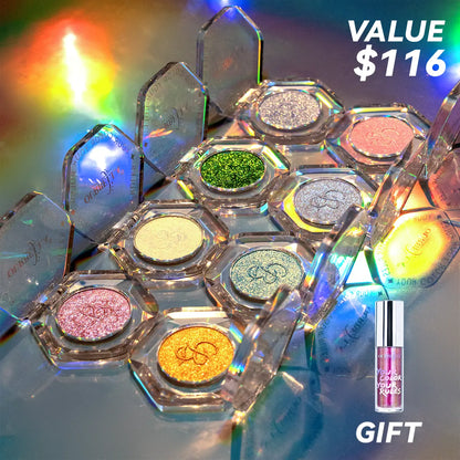 Ourbella Single Multi-Chrome Eyeshadows, Sparkly Shimmer Glitter Eyeshadow, Iridescent Shimmer, Talc Free, Holographic ,Color-Shifting, Metallic Iridescent Shimmer Shadow Duochrome