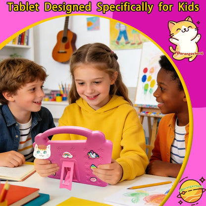 10.1 Inch Android Tablet for Education and Entertainment, Student Tablets, 64GB Expandable to 1Tb, 5G Wifi, HD Display with Parental Controls and Eva Case, Perfect Holiday Gift,No Adapter Included, Pink/Blue/Green/Orange